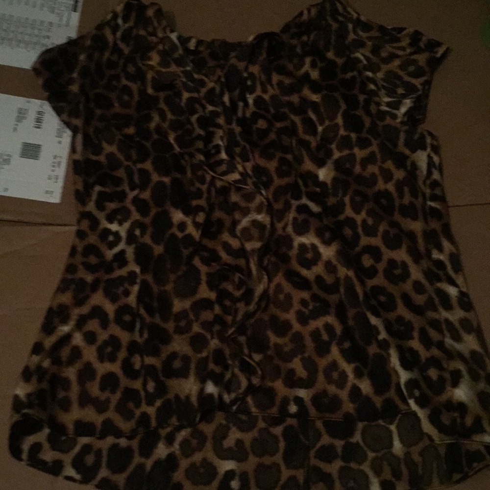 Express Brown Leopard Dress Shirt